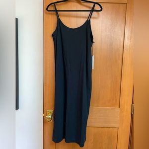 PAPER LABEL black linen slip dress. Size M